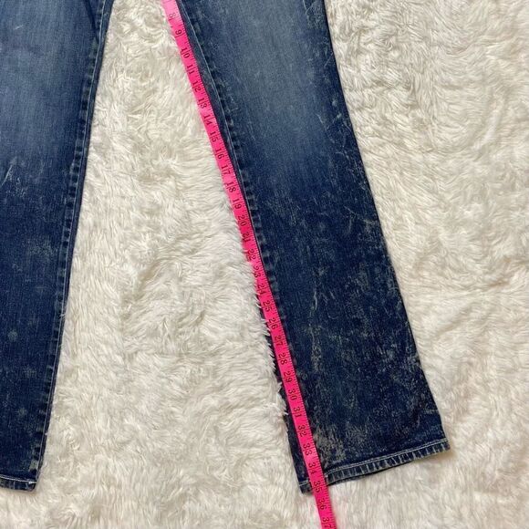 Wrangler Rock 47 Jeans Womens 35x35 Ultra Low Rise Flap Pockets Embroidered - Picture 11 of 12